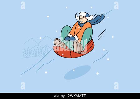 Young boy sliding down slide Stock Vector Images - Alamy