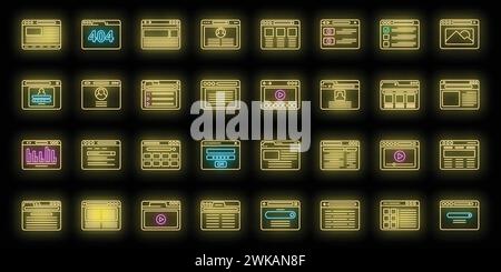 Window browser icons set outline vector. Computer arrow bar. Mail interface Stock Vector
