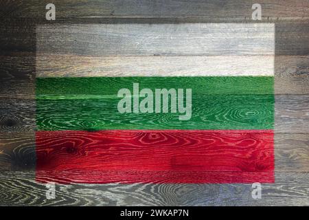 Bulgaria flag on rustic old wood surface background Stock Photo