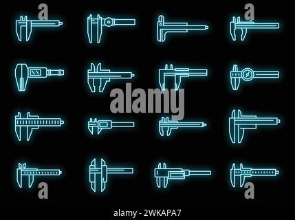 Calibrated calipers icons set outline vector. Control device. Construction calipers Stock Vector