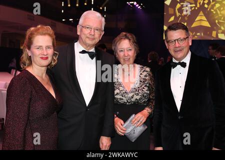 FRANKFURT, Germany, February 17;(L-R) Ranja Raab-RHEIN, former Hesse Minister President Roland KOCH and wife Anke KOCH and actual Hesse Ministerepresident Boris RHEIM during the 53rd Ball des Sports gala at Festhalle Frankfurt on February 17, 2024 in Frankfurt am Main, Germany.( picture Arthur THILL/ATP images ) (THILL Arthur/ATP/SPP) Credit: SPP Sport Press Photo. /Alamy Live News Stock Photo