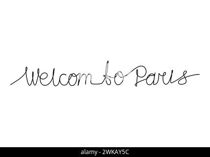 Phrase WELCOME TO PARIS one line drawing vector illustration. Stock Vector