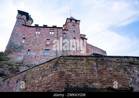 Berwartstein Castle (German: Burg Berwartstein) is a castle in the Wasgau, the southern part of the Palatinate Forest in the state Rhineland-Palatinat Stock Photo