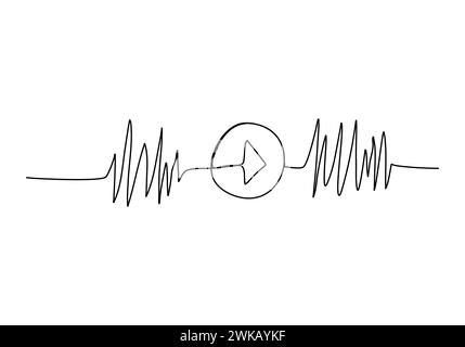 Music player one line drawing vector illustration. Stock Vector