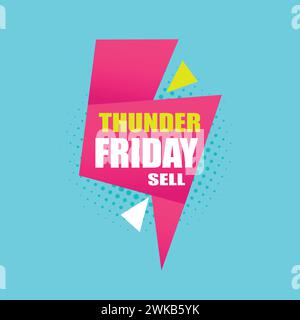 Thunder Friday sale banner template vector illustration business promotion tag. Sale vector lettering logo. Stock Vector