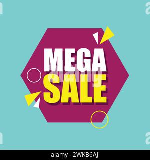 Mega sale banner template vector illustration business promotion tag. Sale vector lettering logo. Stock Vector