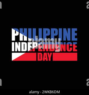 Philippines Independence Day lettering with Philippines flag to celebrate the national holiday on June 12. Stock Vector