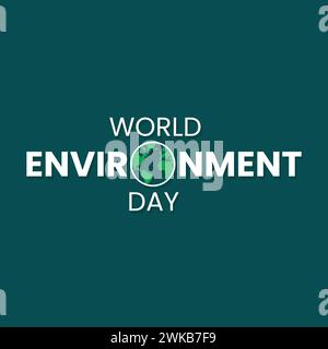 World environment day lettering vector illustration with a globe on it. Stock Vector