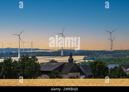 Landscape with wind turbines in Rhineland-Palatinate Stock Photo