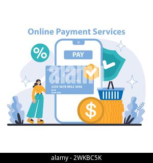 Internet services concept. Online Payment Services. Streamlined transactions with secure digital payment solutions. User-centric checkout experience enhancing e-commerce engagement. Stock Vector