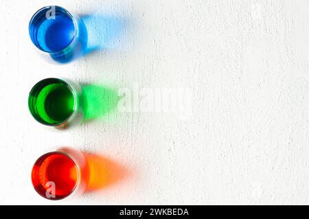 Rgb color water in glass on table, Rgb color model concept Stock Photo
