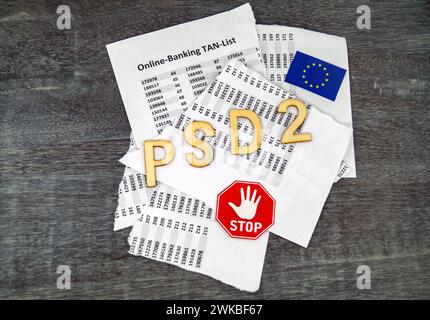 flag of Europe and stop sign with TAN list for online banking Stock ...