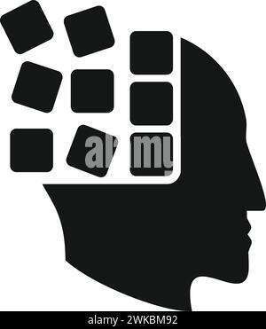 Brain lock mind icon simple vector. Memory person. Care lost think Stock Vector