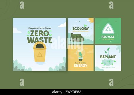 Environmental care movement on social media post set Stock Vector