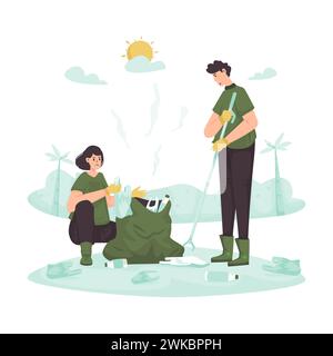 Stop plastic pollution for environment care illustration Stock Vector