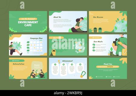 Environment care campaign on presentation slide template Stock Vector