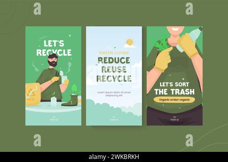 Environment care eco-friendly on social media story template Stock Vector