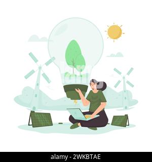 Ecology renewable solar energy vector illustration Stock Vector