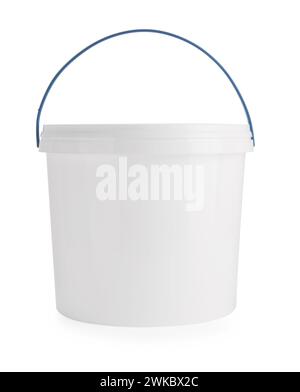 One blank plastic bucket isolated on white Stock Photo