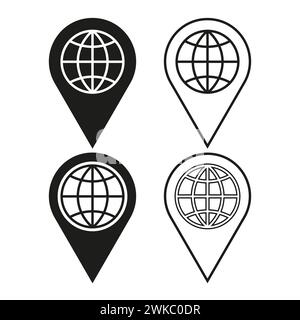 Globe pin icon. Vector illustration. EPS 10. Stock Vector