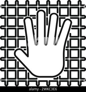 Net palm scanning icon outline vector. Online database code. System social rec Stock Vector