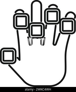 Finger palm scanning icon outline vector. Verification code. Social system Stock Vector