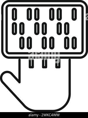 Scanning palm fingers icon outline vector. Solitary smart. Audio verification Stock Vector