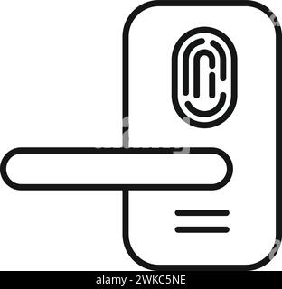 Handwriting lock icon outline vector. Fingerprint recognition ...