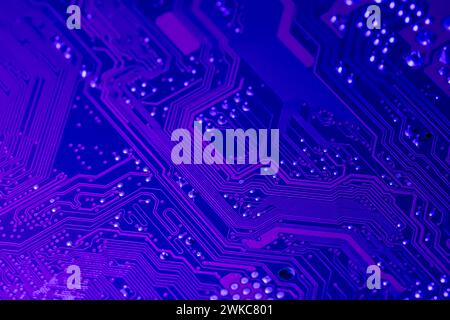 computer mainboard. electronic technology background. toned blue. macro shot. Stock Photo