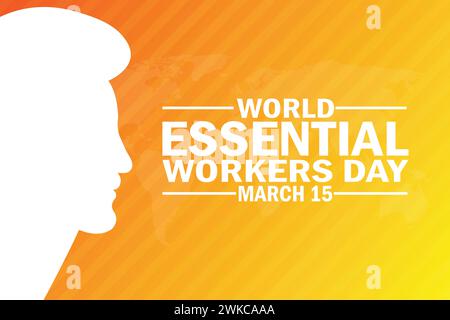 World Essential Workers Day wallpaper with shapes and typography. World Essential Workers Day, background Stock Vector