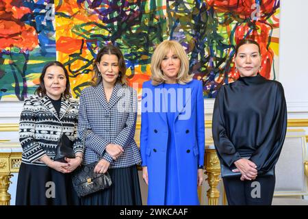 Paris, France. 19th Feb, 2024. French First Lady Brigitte Macron (2nd from R) receives sisters of Morocco's King, Princesses Laila Asma (1st from L), Lalla Meryem (2nd from L) and Lalla Hasnaa at the Elysee Palace, in Paris, France, on February 19, 2024. Photo by Balkis Press/ABACAPRESS.COM Credit: Abaca Press/Alamy Live News Stock Photo