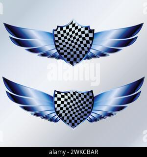 Abstract wings blue metal gradient Stock Vector