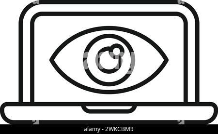 Secured guard eye laptop icon outline vector. Stop theft. Prevent robbery Stock Vector