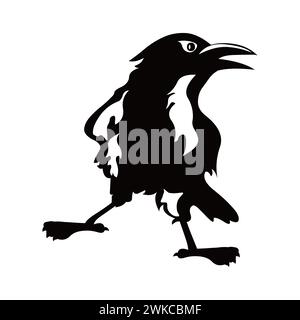 Black And White Raven Drawing Stock Vector