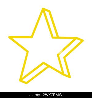 3D Gold Star Line Icon Stock Vector
