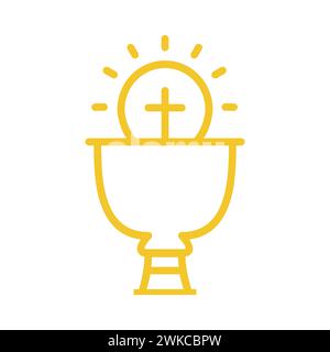 xGolden Holy Eucharist Line Icon Stock Vector