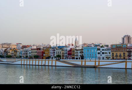 The old neighborhood of Triana on the banks of the Guadalquivir River in Seville, Spain Stock Photo
