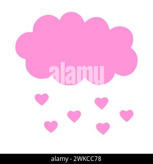 Raining Hearts From Cartoon Pink Cloud Stock Vector
