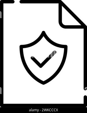 File with shield and checkmark. Data security and protection. Pixel perfect icon Stock Vector