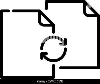 Two files and renew arrows. Data synchronization. Pixel perfect icon Stock Vector