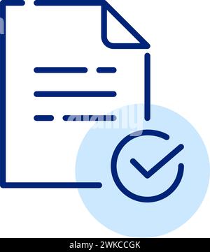 Line icon of a paper with a check mark next to it. Pixel perfect, editable stroke Stock Vector