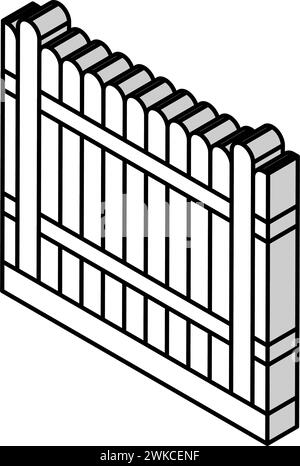 wood fence isometric icon vector illustration Stock Vector