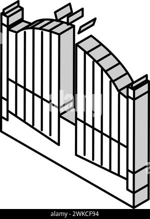 automatic gate isometric icon vector illustration Stock Vector