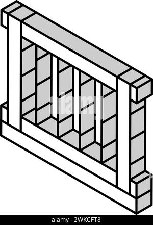 rural fence isometric icon vector illustration Stock Vector