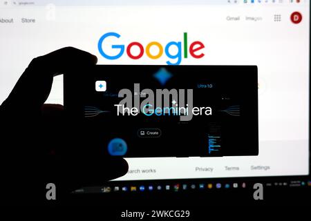 Google Gemini large language model Logo on a screen Stock Photo
