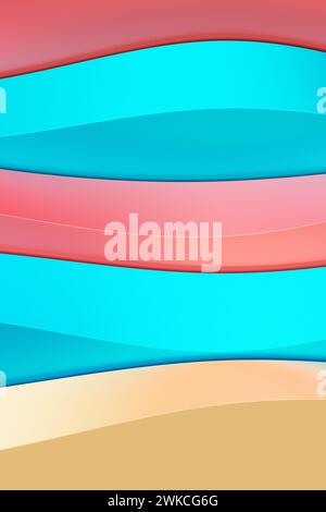 3D rendering, abstract modern multicolored background with wavy lines Stock Photo