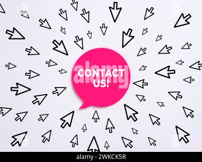 Speech bubble with contact us message. Customer service and support concept. Business communication. Stock Photo