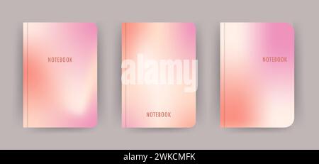 Cover page notebook collection. Templates with retro gradient. Perfect for diary, books, magazines, journals, catalogs, planners and flyers. Vector Stock Vector