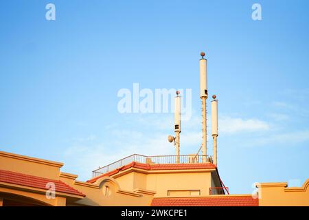 Picture of gsm tower on top of roof in Egypt Stock Photo