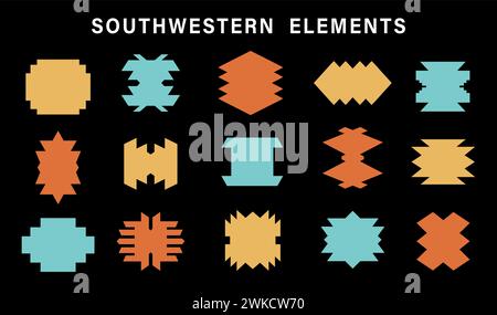 Aztec Navajo Tribal Shapes Set Southwestern Symbol Stock Vector